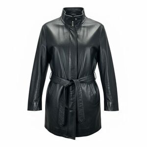 Pelle Studio Wilsons Black Leather Coat M Thinsulate Belted 90's Minimalist
